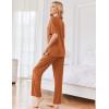 Ekouaer Womens Ribbed Knit Lounge Set Short Sleeve Top and Long Pants Sleepwear Pajama Set Two Piece Matching Outfits Set(Caramel)