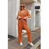 Ekouaer Womens Ribbed Knit Lounge Set Short Sleeve Top and Long Pants Sleepwear Pajama Set Two Piece Matching Outfits Set(Caramel)