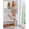 Ekouaer Womens Ribbed Knit Lounge Set Short Sleeve Top and Long Pants Sleepwear Pajama Set Two Piece Matching Outfits Set(Champagne)