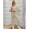 Ekouaer Womens Ribbed Knit Lounge Set Short Sleeve Top and Long Pants Sleepwear Pajama Set Two Piece Matching Outfits Set(Champagne)