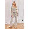 Ekouaer Womens Ribbed Knit Lounge Set Short Sleeve Top and Long Pants Sleepwear Pajama Set Two Piece Matching Outfits Set(Champagne)