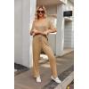 Ekouaer Womens Ribbed Knit Lounge Set Short Sleeve Top and Long Pants Sleepwear Pajama Set Two Piece Matching Outfits Set(Coffee)