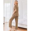 Ekouaer Womens Ribbed Knit Lounge Set Short Sleeve Top and Long Pants Sleepwear Pajama Set Two Piece Matching Outfits Set(Coffee)