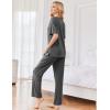 Ekouaer Womens Ribbed Knit Lounge Set Short Sleeve Top and Long Pants Sleepwear Pajama Set Two Piece Matching Outfits Set(Dark Gray)