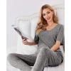 Ekouaer Womens Ribbed Knit Lounge Set Short Sleeve Top and Long Pants Sleepwear Pajama Set Two Piece Matching Outfits Set(Gray)