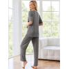 Ekouaer Womens Ribbed Knit Lounge Set Short Sleeve Top and Long Pants Sleepwear Pajama Set Two Piece Matching Outfits Set(Gray)