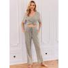 Ekouaer Womens Ribbed Knit Lounge Set Short Sleeve Top and Long Pants Sleepwear Pajama Set Two Piece Matching Outfits Set(Khaki)