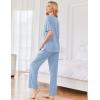Ekouaer Womens Ribbed Knit Lounge Set Short Sleeve Top and Long Pants Sleepwear Pajama Set Two Piece Matching Outfits Set(Light Blue)