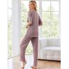 Ekouaer Womens Ribbed Knit Lounge Set Short Sleeve Top and Long Pants Sleepwear Pajama Set Two Piece Matching Outfits Set(Light Purple)