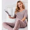 Ekouaer Womens Ribbed Knit Lounge Set Short Sleeve Top and Long Pants Sleepwear Pajama Set Two Piece Matching Outfits Set(Light Purple)