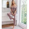 Ekouaer Womens Ribbed Knit Lounge Set Short Sleeve Top and Long Pants Sleepwear Pajama Set Two Piece Matching Outfits Set(Light Purple)