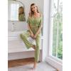 Ekouaer Womens Ribbed Knit Lounge Set Short Sleeve Top and Long Pants Sleepwear Pajama Set Two Piece Matching Outfits Set(Moss Green)