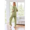 Ekouaer Womens Ribbed Knit Lounge Set Short Sleeve Top and Long Pants Sleepwear Pajama Set Two Piece Matching Outfits Set(Moss Green)