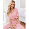 Ekouaer Womens Ribbed Knit Lounge Set Short Sleeve Top and Long Pants Sleepwear Pajama Set Two Piece Matching Outfits Set(Pink)
