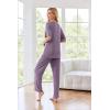 Ekouaer Womens Ribbed Knit Lounge Set Short Sleeve Top and Long Pants Sleepwear Pajama Set Two Piece Matching Outfits Set(Purple)