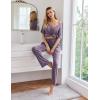 Ekouaer Womens Ribbed Knit Lounge Set Short Sleeve Top and Long Pants Sleepwear Pajama Set Two Piece Matching Outfits Set(Purple)
