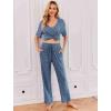 Ekouaer Womens Ribbed Knit Lounge Set Short Sleeve Top and Long Pants Sleepwear Pajama Set Two Piece Matching Outfits Set(Royal Blue)