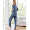 Ekouaer Womens Ribbed Knit Lounge Set Short Sleeve Top and Long Pants Sleepwear Pajama Set Two Piece Matching Outfits Set(Royal Blue)
