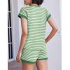 EKOUAER 2 Piece Sets for Women Summer Outfits Cute Stripe Knit T Shirts Shorts Matching Lounge Set(Green White Striped)