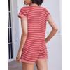 EKOUAER 2 Piece Sets for Women Summer Outfits Cute Stripe Knit T Shirts Shorts Matching Lounge Set(Hot Pink Striped)