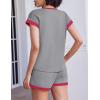 EKOUAER 2 Piece Sets for Women Summer Outfits Cute Stripe Knit T Shirts Shorts Matching Lounge Set(Light Gray)