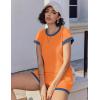 EKOUAER 2 Piece Sets for Women Summer Outfits Cute Stripe Knit T Shirts Shorts Matching Lounge Set(Orange)