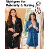 Ekouaer 2 Pack Nightgowns for Women Long Sleeve Night Shirt Button Down Sleep Shirt V-Neck Sleep Dress Pajama Sleepwear(Black/Blue)