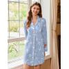 Ekouaer 2 Pack Nightgowns for Women Long Sleeve Night Shirt Button Down Sleep Shirt V-Neck Sleep Dress Pajama Sleepwear(Black/Blue White Bird)