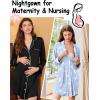 Ekouaer 2 Pack Nightgowns for Women Long Sleeve Night Shirt Button Down Sleep Shirt V-Neck Sleep Dress Pajama Sleepwear(Black/Blue White Bird)