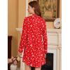 Ekouaer 2 Pack Nightgowns for Women Long Sleeve Night Shirt Button Down Sleep Shirt V-Neck Sleep Dress Pajama Sleepwear(Black/Christmas Print)