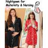 Ekouaer 2 Pack Nightgowns for Women Long Sleeve Night Shirt Button Down Sleep Shirt V-Neck Sleep Dress Pajama Sleepwear(Black/Christmas Print)