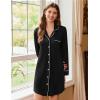 Ekouaer 2 Pack Nightgowns for Women Long Sleeve Night Shirt Button Down Sleep Shirt V-Neck Sleep Dress Pajama Sleepwear(Black/Christmas Print)