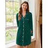 Ekouaer 2 Pack Nightgowns for Women Long Sleeve Night Shirt Button Down Sleep Shirt V-Neck Sleep Dress Pajama Sleepwear(Black/Green)