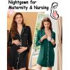 Ekouaer 2 Pack Nightgowns for Women Long Sleeve Night Shirt Button Down Sleep Shirt V-Neck Sleep Dress Pajama Sleepwear(Black/Green)