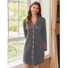 Ekouaer 2 Pack Nightgowns for Women Long Sleeve Night Shirt Button Down Sleep Shirt V-Neck Sleep Dress Pajama Sleepwear(Black/Grey)