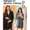 Ekouaer 2 Pack Nightgowns for Women Long Sleeve Night Shirt Button Down Sleep Shirt V-Neck Sleep Dress Pajama Sleepwear(Black/Grey)