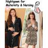 Ekouaer 2 Pack Nightgowns for Women Long Sleeve Night Shirt Button Down Sleep Shirt V-Neck Sleep Dress Pajama Sleepwear(Black/Leopard Print)