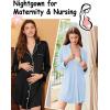 Ekouaer 2 Pack Nightgowns for Women Long Sleeve Night Shirt Button Down Sleep Shirt V-Neck Sleep Dress Pajama Sleepwear(Black/Light Blue)