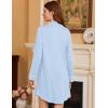 Ekouaer 2 Pack Nightgowns for Women Long Sleeve Night Shirt Button Down Sleep Shirt V-Neck Sleep Dress Pajama Sleepwear(Black/Light Blue)