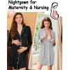 Ekouaer 2 Pack Nightgowns for Women Long Sleeve Night Shirt Button Down Sleep Shirt V-Neck Sleep Dress Pajama Sleepwear(Black/Light Grey)