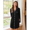 Ekouaer 2 Pack Nightgowns for Women Long Sleeve Night Shirt Button Down Sleep Shirt V-Neck Sleep Dress Pajama Sleepwear(Black/Light Grey)