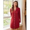 Ekouaer 2 Pack Nightgowns for Women Long Sleeve Night Shirt Button Down Sleep Shirt V-Neck Sleep Dress Pajama Sleepwear(Black/Wine Red)