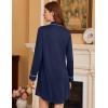 Ekouaer 2 Pack Nightgowns for Women Long Sleeve Night Shirt Button Down Sleep Shirt V-Neck Sleep Dress Pajama Sleepwear(Navy Blue/Wine Red)