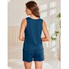 Ekouaer 2 Pack Womens Pajamas Set Casual Sleepwear Soft Pj Sets Tank Top and Shorts Loungewear for Summer,S-XXL(Black + Navy Blue)