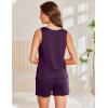 Ekouaer 2 Pack Womens Pajamas Set Casual Sleepwear Soft Pj Sets Tank Top and Shorts Loungewear for Summer,S-XXL(Black + Purple)