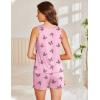 Ekouaer 2 Pack Womens Pajamas Set Casual Sleepwear Soft Pj Sets Tank Top and Shorts Loungewear for Summer,S-XXL(Cherry)
