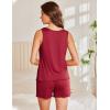 Ekouaer 2 Pack Womens Pajamas Set Casual Sleepwear Soft Pj Sets Tank Top and Shorts Loungewear for Summer,S-XXL(Navy Blue + Wine Red)