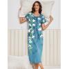 Ekouaer 3 Pack Long Nightgowns for Women Plus Size House Dress Short Sleeve Night Gown V Neck Casual Nightshirt M-5XL(Black/Blue Floral/Leopard)