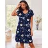 Ekouaer 3 Pack Women’s Button Down Nightgowns Short Sleeve Night Shirts for Women Sleepwear V Neck Sleep Dress(Black blue navy Flowers)