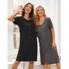 Ekouaer 3 Pack Women’s Button Down Nightgowns Short Sleeve Night Shirts for Women Sleepwear V Neck Sleep Dress(Black gray blue Green)